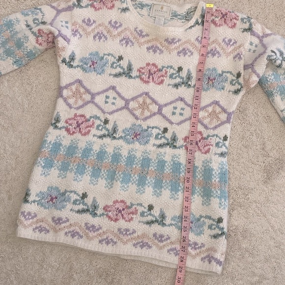 Express Tricot Vintage 90’s Floral Angora Silk Blend Sweater Size S - Picture 12 of 13